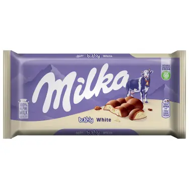 MILKA ČOKOLADA BUBBLY WHITE 90G